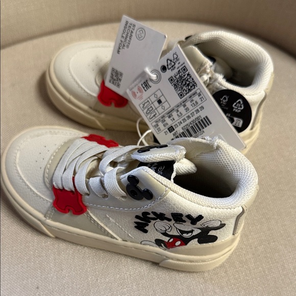 Zara Other - Zara Kids Cream and Red Mickey Sneakers